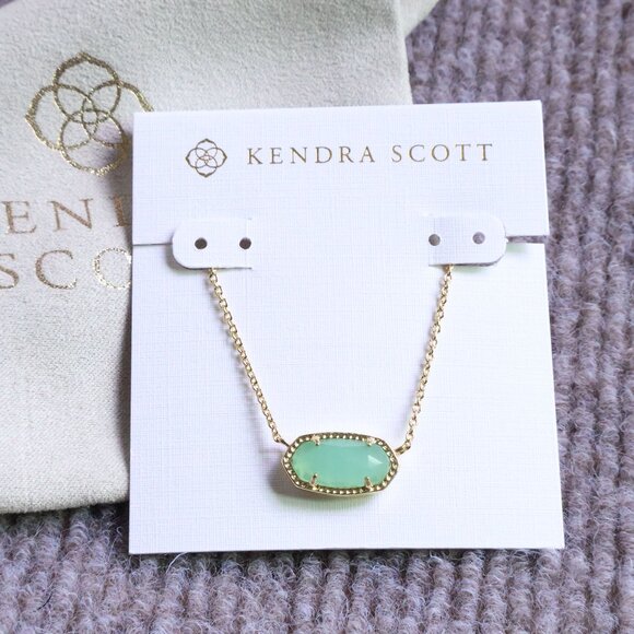 New. Kendra Scott Elisa Gold Chalcedony Glass Necklace - Picture 1 of 2